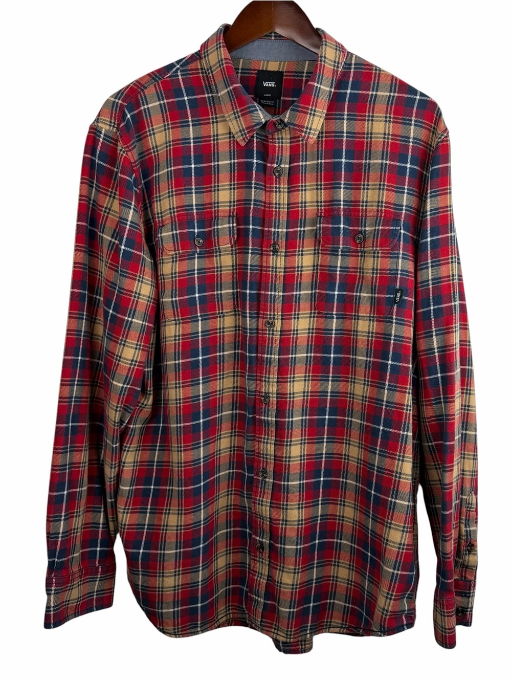 Vans | Red Blue Yellow Plaid Classic Fit Flannel Shirt